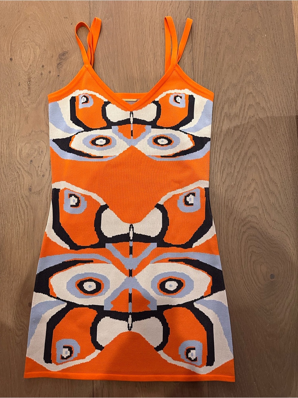 Alexis Orange Multi-Pattern Knit Mini Slip Dress